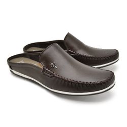 Mule Masculino Dumont em Couro - Café - 03716-257... - TESTAAEI