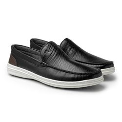 Mocassim Masculino Ferrara em Couro - Preto - 0140... - TESTAAEI