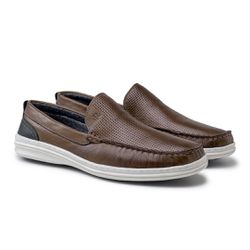 Mocassim Masculino Ferrara em Couro - Chocolate - ... - TESTAAEI