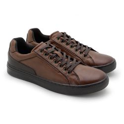 Sapatenis Casual Masculino Stratus em Couro Marrom... - TESTAAEI