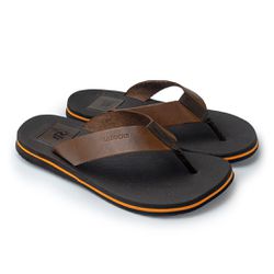 Chinelo Masculino Malibu em Couro - Mel - 04902-27... - TESTAAEI