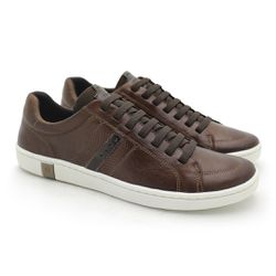 Sapatenis Casual em Couro Masculino North - Brow/C... - TESTAAEI