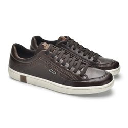Sapatenis Casual em Couro Masculino North - Café -... - TESTAAEI