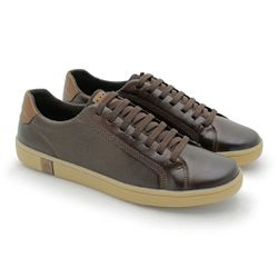 Sapatenis Casual em Couro Masculino North - Café -... - TESTAAEI