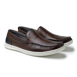 Mocassim Loafer Porto Masculino em Couro - Chocola... - TESTAAEI