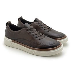 Sapatenis Casual Masculino Titanium em Couro - Caf... - TESTAAEI