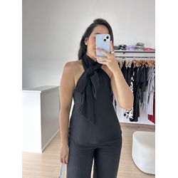 Blusa Frente Unica Gola -Preta - THAIS VENTURA