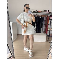 Vestido Basico curto em algodao-Branco Off - THAIS VENTURA