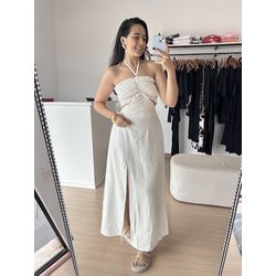 Vestido Longo lastex busto-Branco - THAIS VENTURA