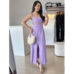 Vestido Longo Recorte Busto- Lilas - THAIS VENTURA