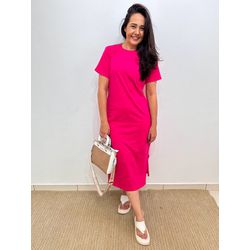 Vestido Midi Camisetão Bolso Quadrado-Pink - THAIS VENTURA