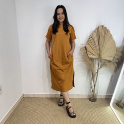 Vestido Camisetão Midi em Algodão Luxuoso- Terra C... - THAIS VENTURA
