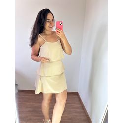 Vestido Curto Babado Eduarda- Nude - THAIS VENTURA