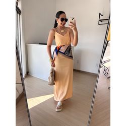 Vestido Longo em Linho Salmão - THAIS VENTURA