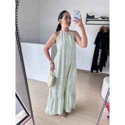 Vestido Longo Frente unica Dulce-Estampado Fundo O... - THAIS VENTURA