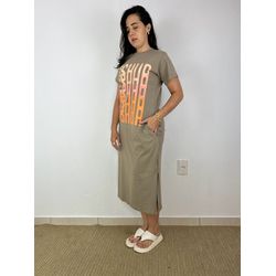 Vestido Midi Camisetão estampado-Cinza - THAIS VENTURA