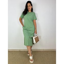 Vestido Camisetão Midi em Algodão Luxuoso- Verde M... - THAIS VENTURA