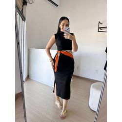 Vestido Canelado Muscle Tee Mariana Preto - THAIS VENTURA
