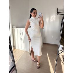 Vestido Canelado Muscle Tee Mariana Branco Off - THAIS VENTURA