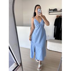 Vestido Nádia Midi Abertura na cintura - Azul - THAIS VENTURA