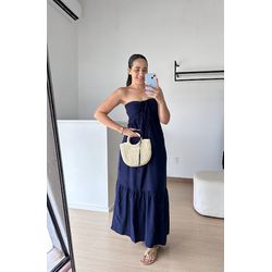 Vestido Longo Veneza- Azul Marinho - THAIS VENTURA