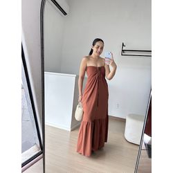 Vestido Longo Veneza- Terra - THAIS VENTURA