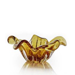 Centro de Mesa Tulipa Cristal Murano Âmbar 26cm - ... - THOULOUSE 