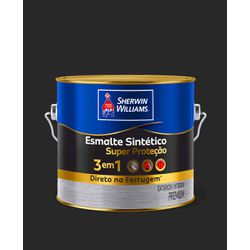 SHERWIN WILLIAMS ESMALTE SINTÉTICO SUPER PROTEÇÃO 3 EM 1 AB PRETO 2,4L 