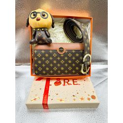 Kit Bolsa/ chaveiro / Cinto café com marrom - 2374 - Toque da Bella