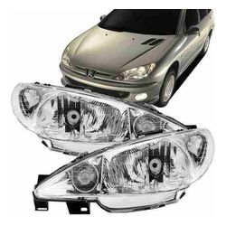 Farol Peugeot 206 Lente Lisa Foco Simples - Total Latas - A loja online do seu automóvel