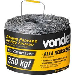 Rolo de Arame Farpado Vonder - 500 Metros, 350 Kgf - TREVO PEÇAS