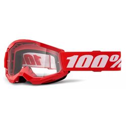 Óculos 100% Strata 2 Vermelho Transparente Motocro... - Trilha Race