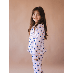 Pijama Infantil Americano Longo Urso Listras Rosa