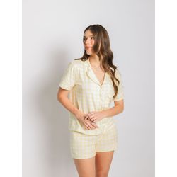 Pijama Feminino Americano Curto Vichy Amarelo
