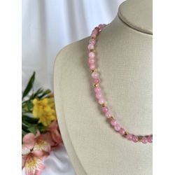 Colar Encanto Rosa Pedra Natural - 2499 - Tutto Acessórios