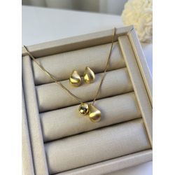 Conjunto Gota Acetinado e Liso Banhado a Ouro - 41... - Tutto Acessórios