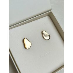 Brinco Orgânico Liso Banhado a Ouro - 2773 - Tutto Acessórios