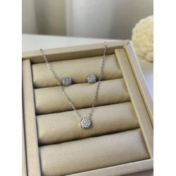 Conjunto Cravejado Solitário Banhado a Ródio - 246... - Tutto Acessórios