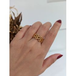 Anel Malha Relógio Banhado a Ouro - 2323 - Tutto Acessórios