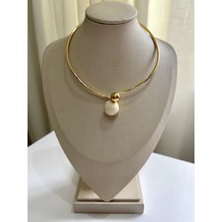 Colar Aro Esferas Off White Ouro - 4014 - Tutto Acessórios