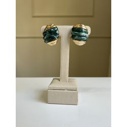 Brinco Botton Verde Banhado a Ouro - 2788 - Tutto Acessórios