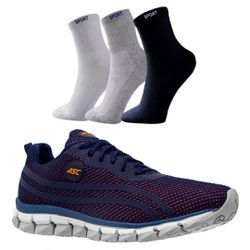 Kit Tênis Asc Lege 21 para Treino, Academia e Esportes + 03 Pares de Meias Cano Alto
