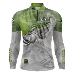 Camiseta De Pesca King Brasil Verde UV 50 - KFF106... - Universo Sub