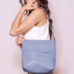 Bolsa de Couro - LOTUS - Azul Hortência