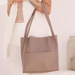 Bolsa de Couro - LITORAL - Amêndoa