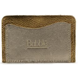 Porta Cartão em Couro Legítimo Bubblê Bronze e Champagne