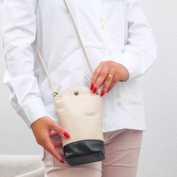 Bolsa de Couro - VIAGEM - Off White e Preto