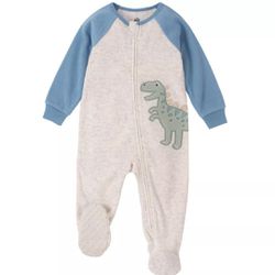 Macacão de Fleece Dino Azul com Pezinho Kids Headq... - USA PARA VOCÊ LOJINHA