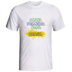 Camiseta Infantil Minha Primeira Copa Futebol Bras... - USE CLAN