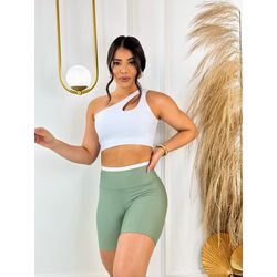 Conjunto Short Keyla – Branco e Verde – Use Lari M... - Use Lari Move